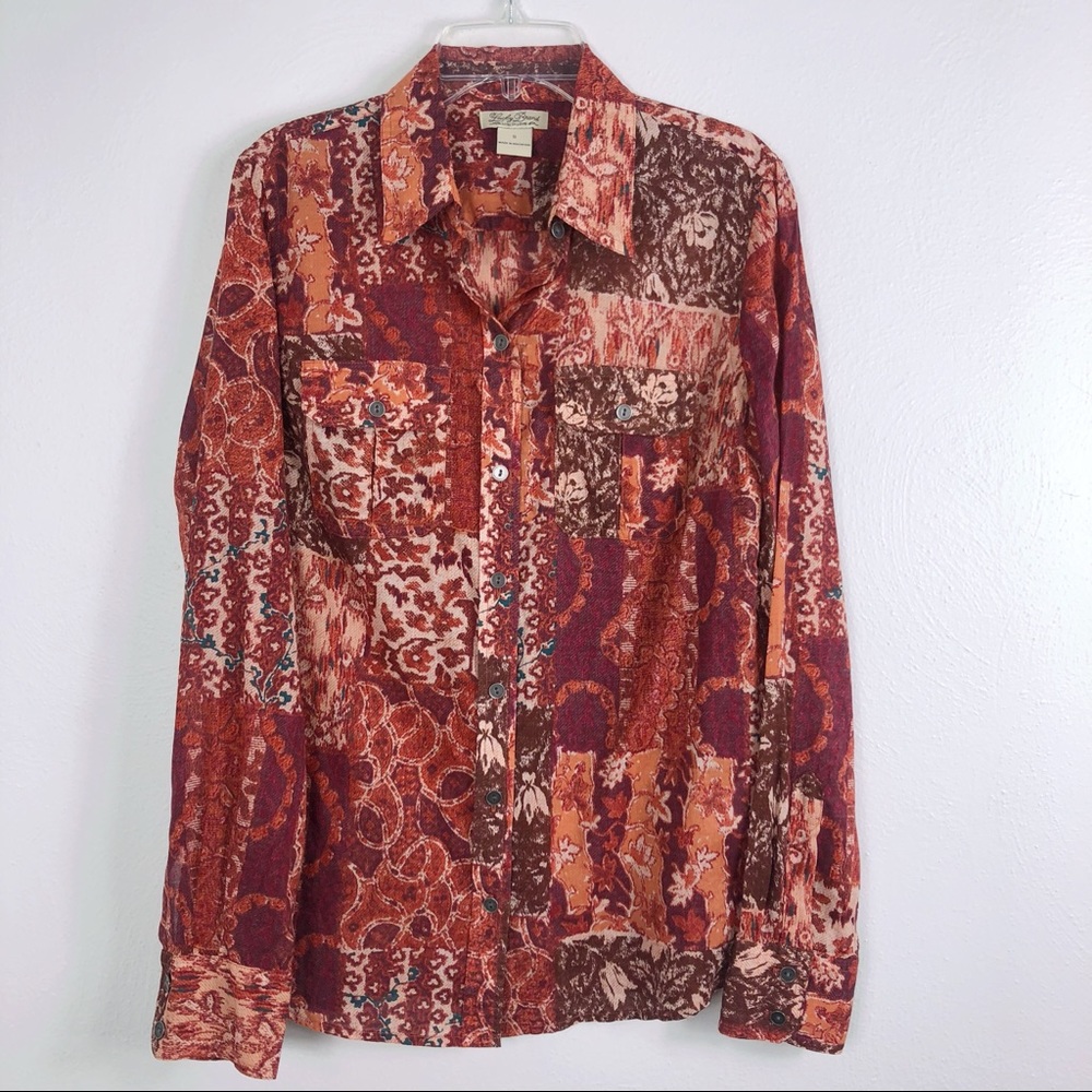 Lucky Brand Western Patchwork Printed Button Down - image 2